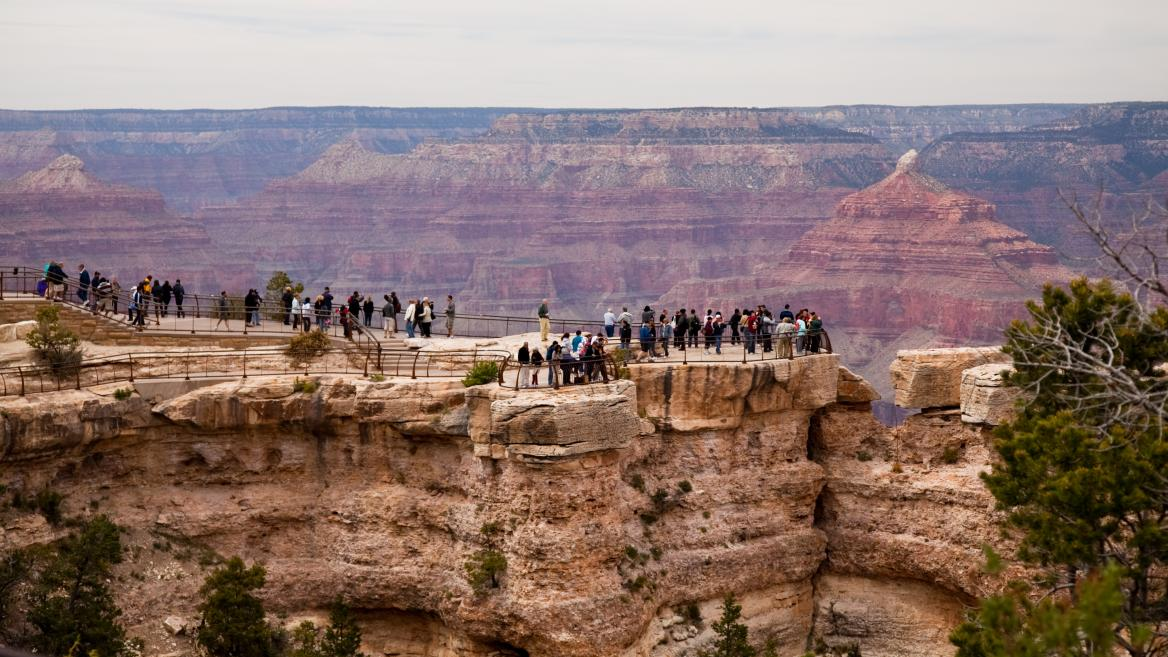 tourists at the grand canyon